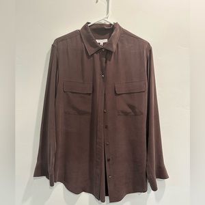 Chocolate brown silk Equipment blouse